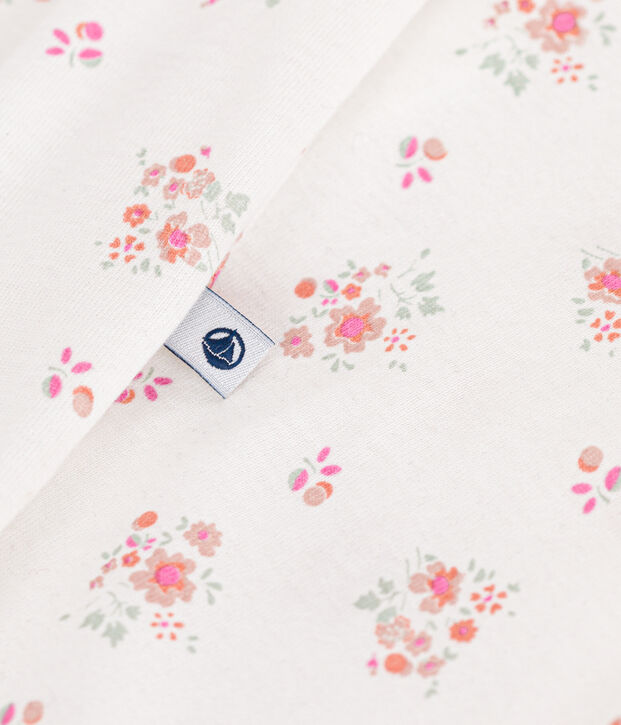 Pigiama beb&egrave; in cotone con motivo a fiori bianco/multicolore