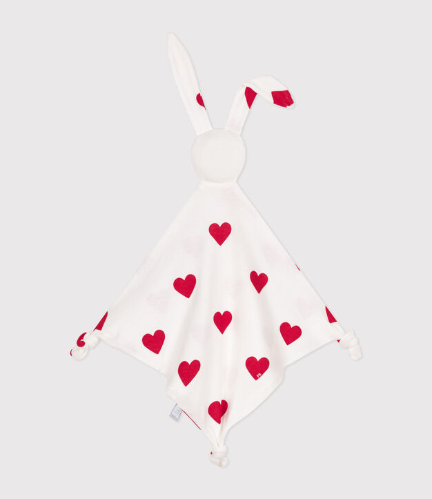 Doudou a forma di cuore in cotone per neonati bianco/rosso