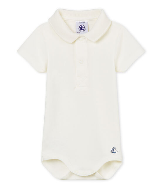 Body mc colletto polo neonato maschietto tinta unita bianco MARSHMALLOW CN