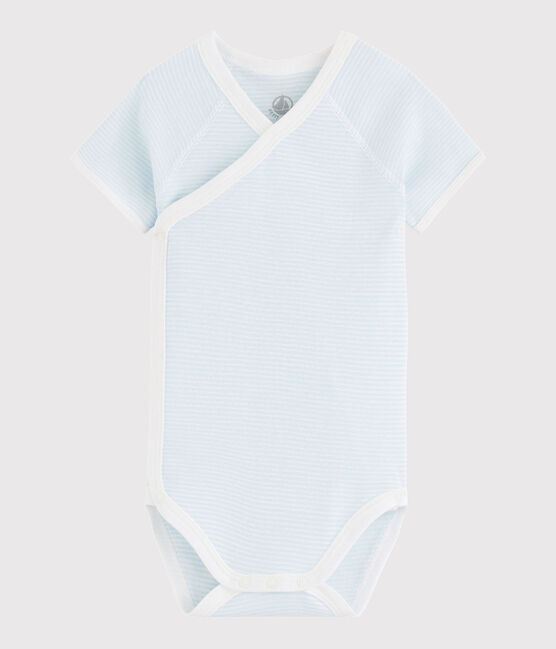 Body incrociato a manica corta bebè unisex blu TOUDOU/bianco MARSHMALLOW