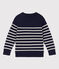 Pullover bambina/bambino in lana e cotone blu SMOKING/bianco MARSHMALLOW