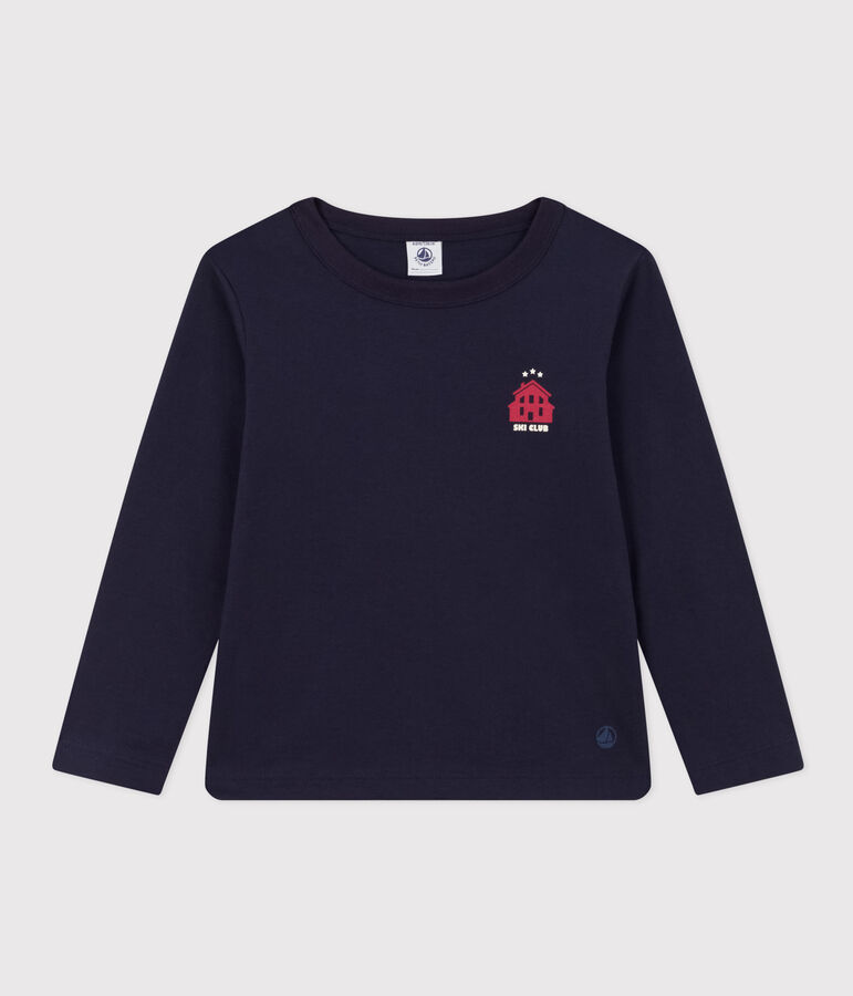 T-shirt a maniche lunghe in cotone bambino unisex blu