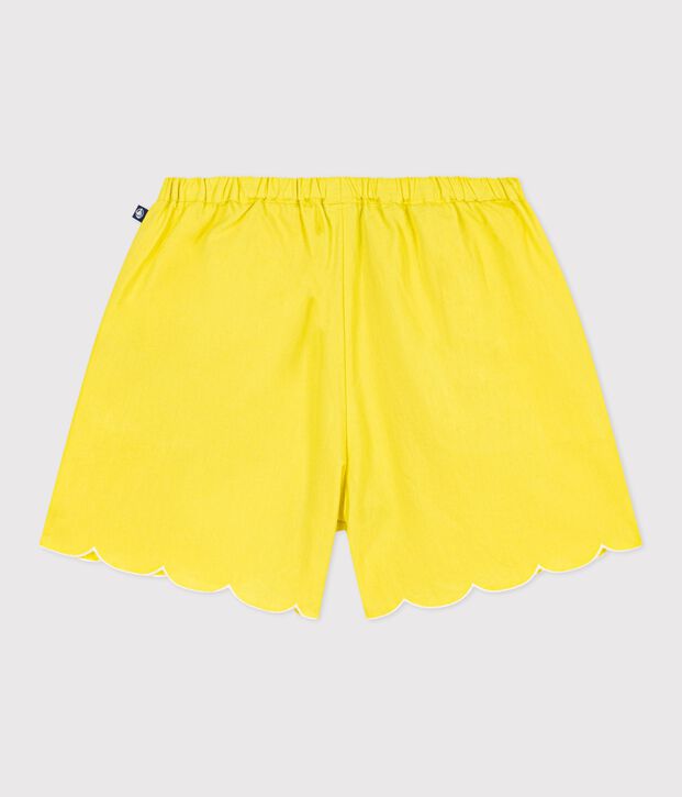Shorts in cotone tinta unita bambina giallo
