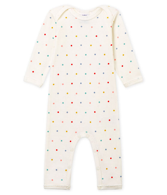 Body lungo in costina da neonata bianco MARSHMALLOW/bianco MULTICO