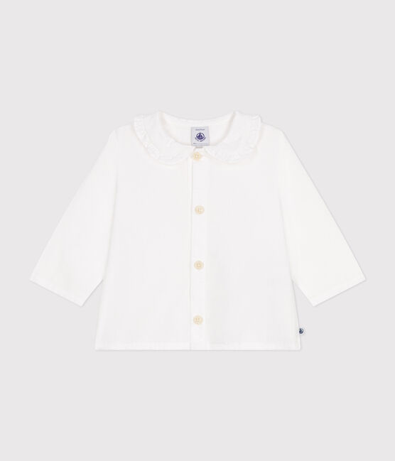 Blusa in piqué di cotone neonato bianco ECUME