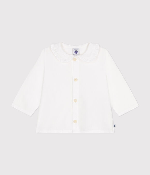 Blusa in piqu&eacute; di cotone neonato bianco