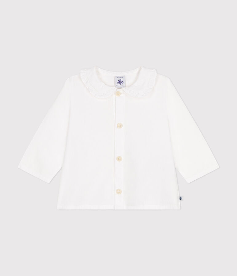 Blusa in piqu&eacute; di cotone neonato bianco