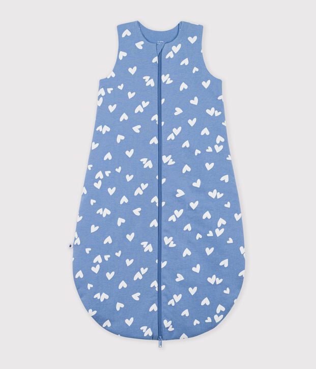 Sacco nanna neonato in cotone con stampa a cuori TOG 2,5 blu/bianco