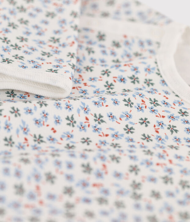 Pigiama tutina felpata con stampa per neonati bianco/multicolore