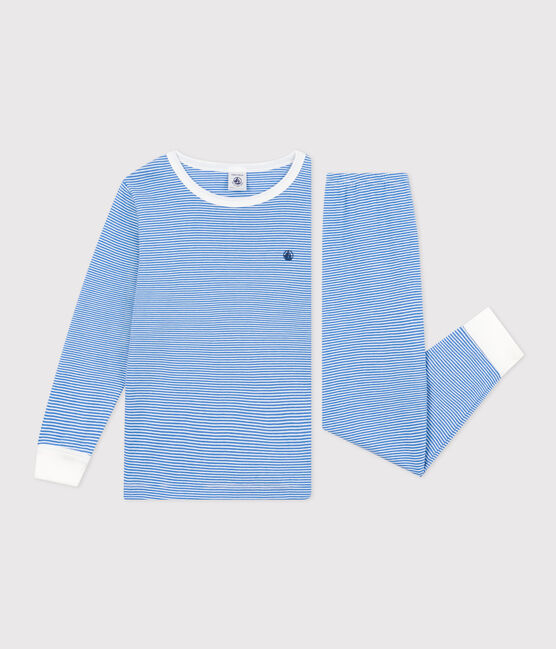 Pigiama rigato bambino in cotone DELPHINIUM/ MARSHMALLOW