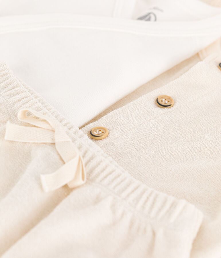 Completo beb&egrave; in spugna bouclette ecru AVALANCHE