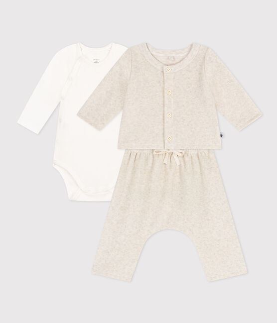 Completo in velluto e body per bebè beige MONTELIMAR CHINE