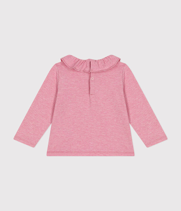 Blusa a manica lunga in jersey per beb&egrave; rosa