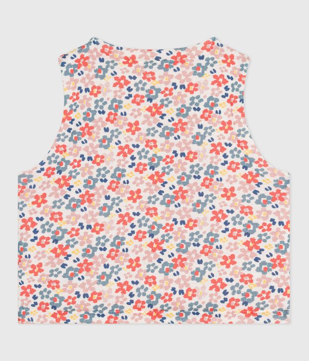 Cardigan senza maniche double face in cotone con stampa neonato bianco/rosa