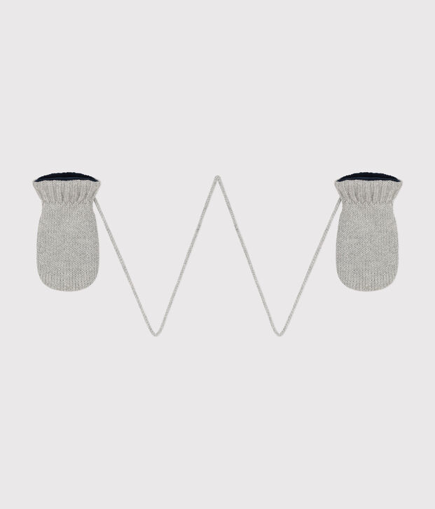 Muffole in maglia tinta unita foderata in pile neonato grigio