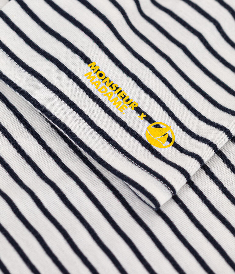 T-shirt L'Iconique Monsieur Madame in cotone donna. bianco/blu