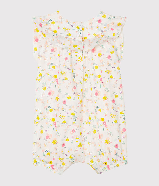 Tutina corta bebè femmina in fantasia bianco MARSHMALLOW/bianco MULTICO