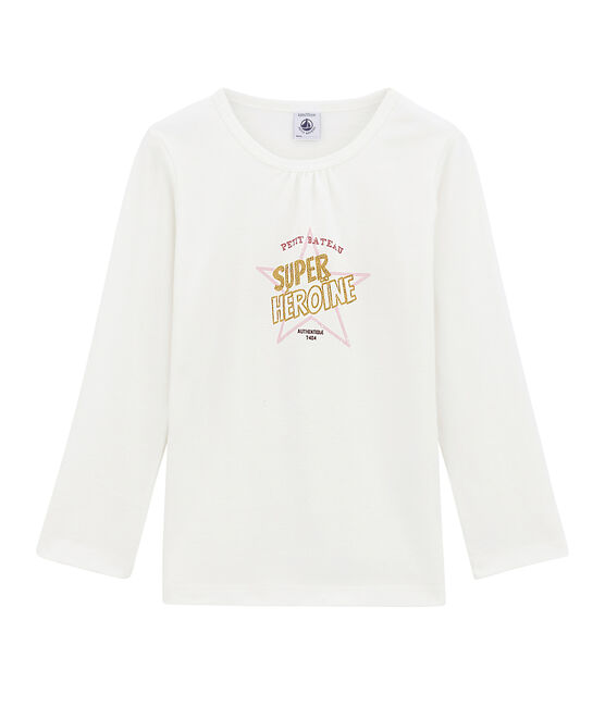 tee-shirta maniche lunghe per bambina bianco MARSHMALLOW