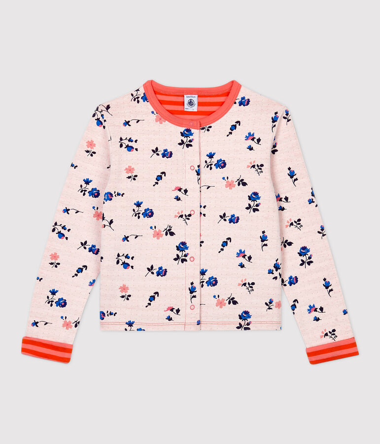 Cardigan bambina in tubique bianco/multicolore