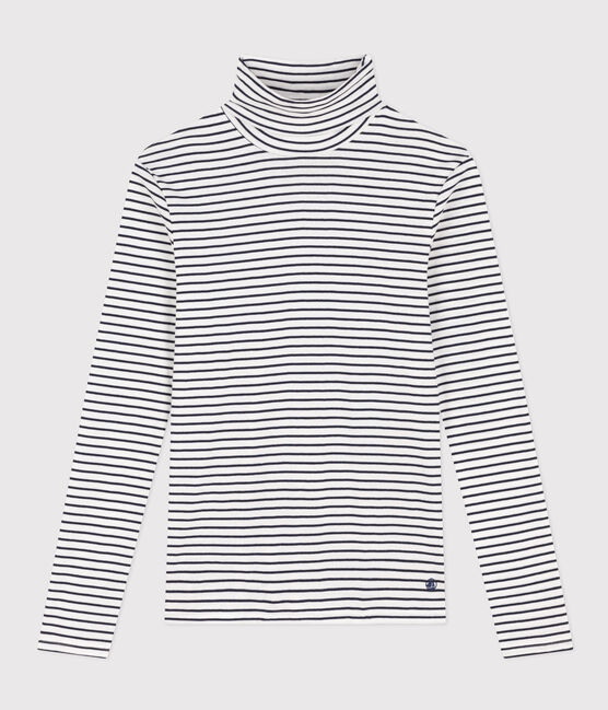T-shirt L'ICONIQUE in cotone donna bianco MARSHMALLOW/blu SMOKING