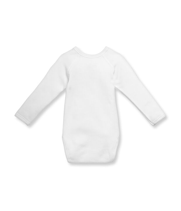 Body nascita maniche lunghe beb&eacute; unisex in cotone grattato bianco Ecume