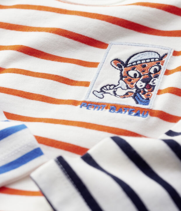 Body marini&egrave;re in cotone beb&egrave;. bianco/arancione