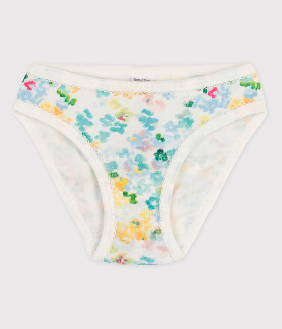 La mutandina in cotone per bambina bianco MARSHMALLOW/verde VERT/ MULTICO