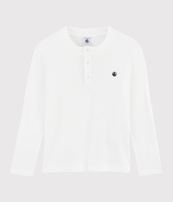 T-shirt in cotone e lino bambino bianco MARSHMALLOW