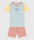 Pigiama corto bambino unisex in cotone millerighe tricolore