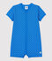 Tutina corta fantasia pois bebè in cotone biologico blu BRASIER/grigio MARSHMALLOW