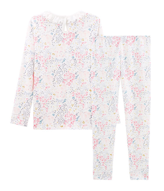 Pigiama bambina a costine modello molto aderente bianco MARSHMALLOW/bianco MULTICO