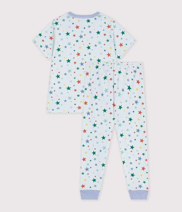 Pigiama a maniche corte e gamba lunga in cotone con stampa bambino blu/multicolore