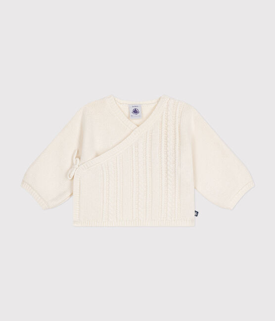 Cardigan in lana e cotone neonato bianco MARSHMALLOW