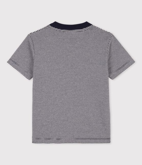 T-shirt maniche corte in cotone bambino blu SMOKING/bianco MARSHMALLOW