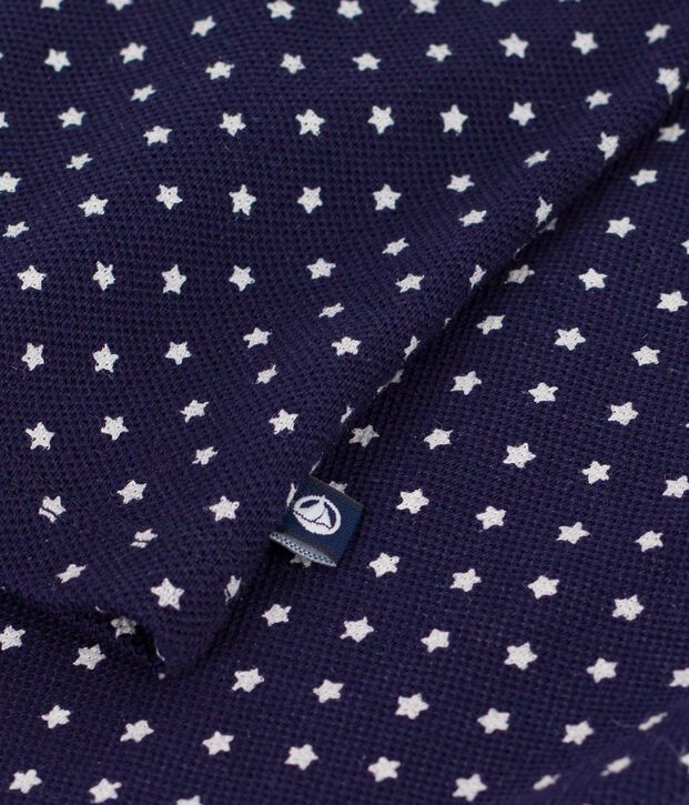 Polo a maniche corte in cotone con barche stampate neonato blu/bianco