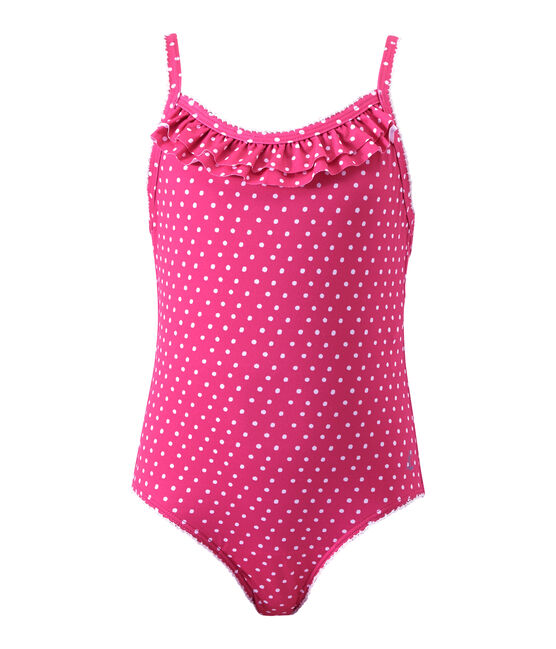 Costume da bagno bambina intero a pois rosa PETUNIA/bianco MARSHMALLO