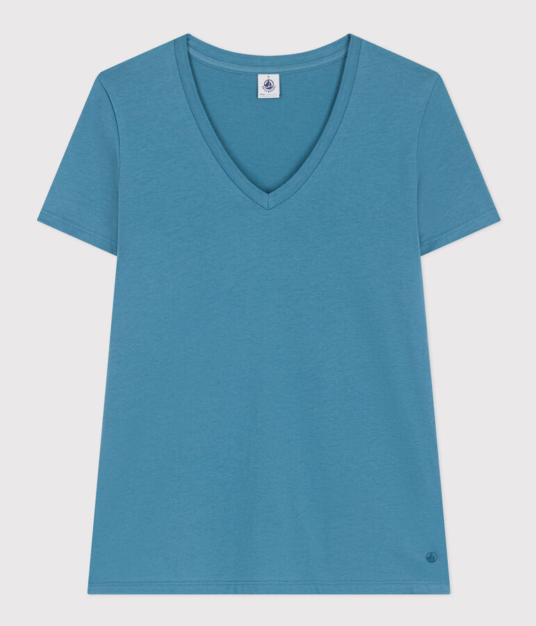 T-shirt LE DROIT scollo a V in cotone Donna blu