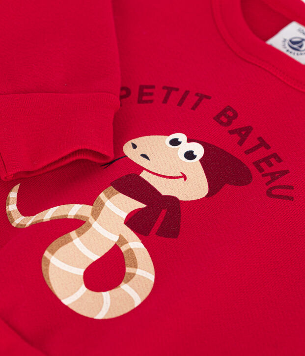 Maglia beb&egrave; in tessuto felpato rosso
