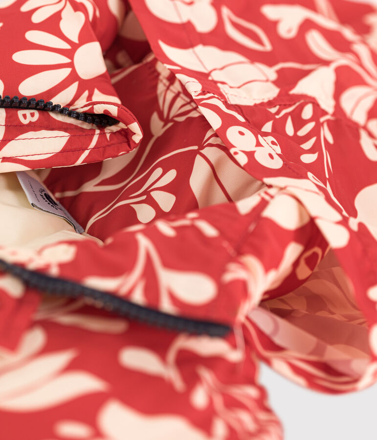 Piumino stampato medio-lungo bambina arancione/ecru