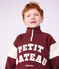 Felpa con mezza cerniera in cotone tinta unita color block bambino rosso/ecru