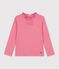 T-shirt con colletto a maniche lunghe tinta unita bambino rosa