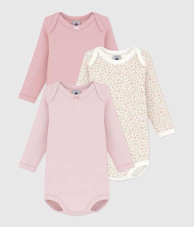 Set di body a maniche lunghe in cotone con stampa a fiori neonata multicolore