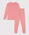 Pigiama a righe ragazzo in cotone arancione OURSIN/bianco MARSHMALLOW