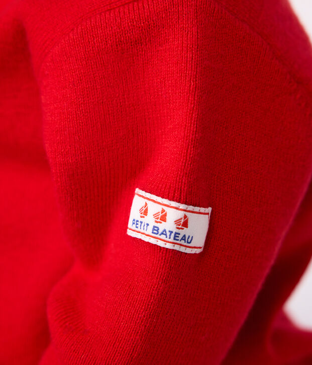 Maglione in stile marinaro in lana e cotone tinta unita neonato rosso