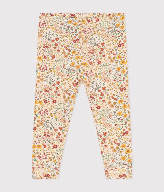 Leggings in cotone neonato ecru/multicolore