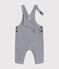 Salopette lunga in tela neonato blu MEDIEVAL/bianco MARSHMALLOW