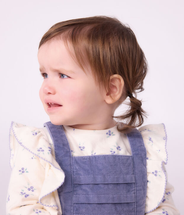 Blusa a maniche lunghe in cotone con stampa a fiori neonata ecru/multicolore