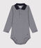 Body a manica lunga a righe con colletto in cotone per bebè blu SMOKING/bianco MARSHMALLOW
