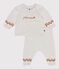 Completo 2 pezzi in maglia con stampa "P'tit Cœur" neonato beige MONTELIMAR/bianco MULTICO