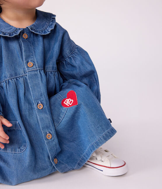 Abito a maniche lunghe con colletto in denim neonato blu DENIM CLAIR